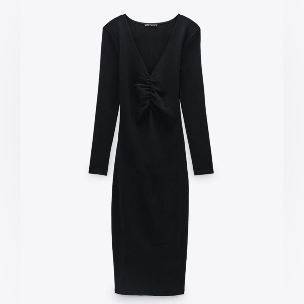Zara| Dress| Ottoman Rib Dress in black
